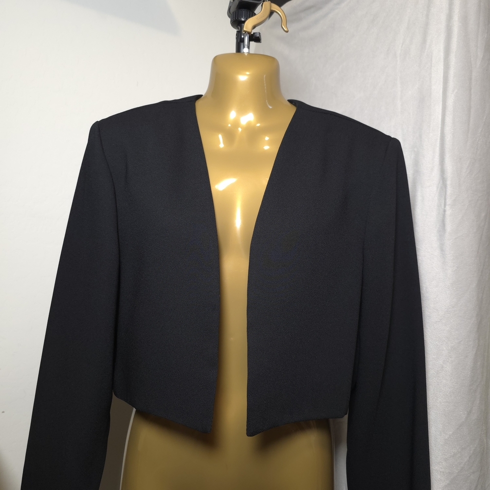 J.R. Nites by Caliendo Women's Black Cropped Jacket Sz 16 Open Face